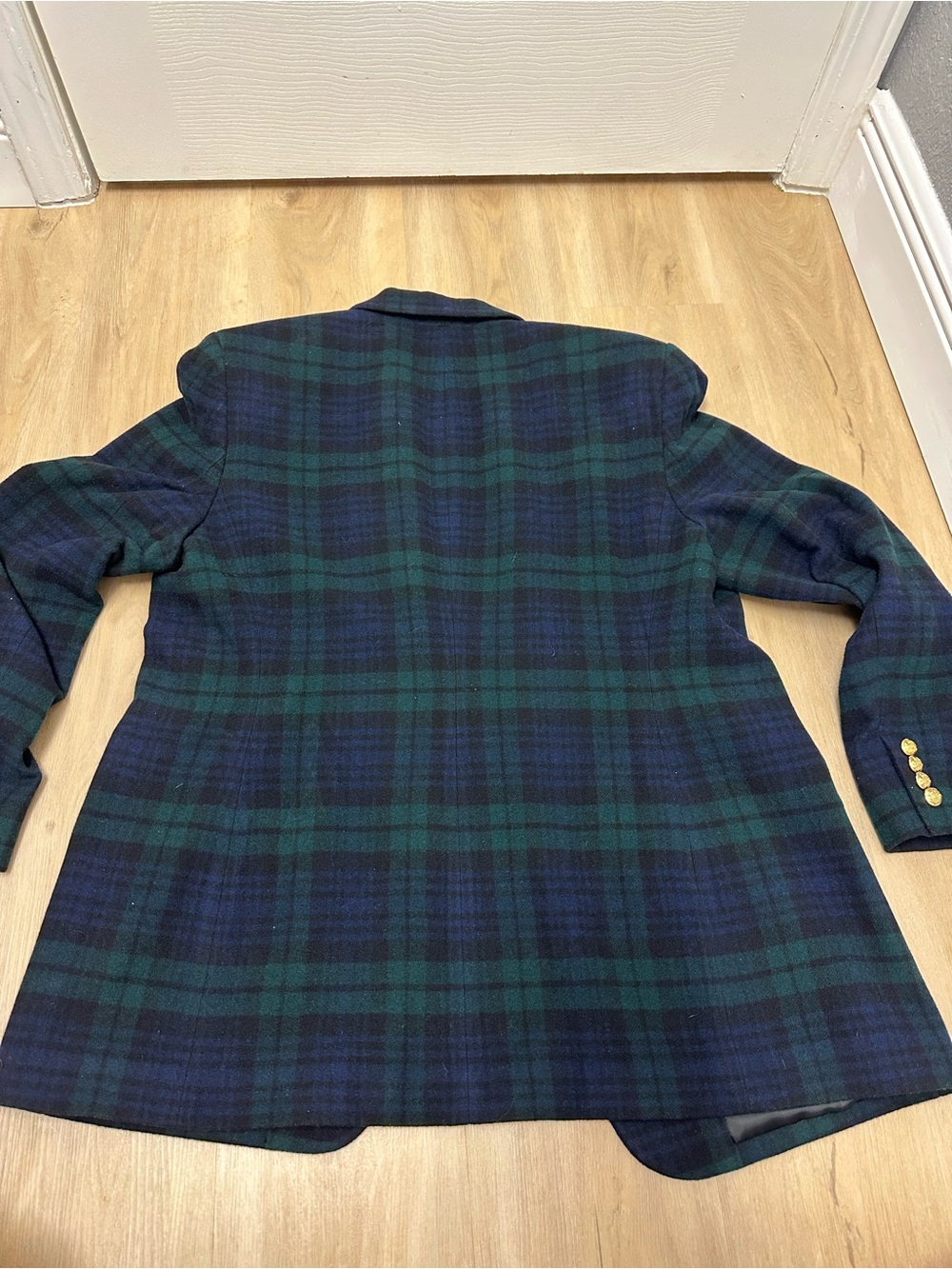 Ralph Lauren Women's Blazer Wool Cashmere Plaid w/ Crest Gold Buttons READ - Picture 9 of 15